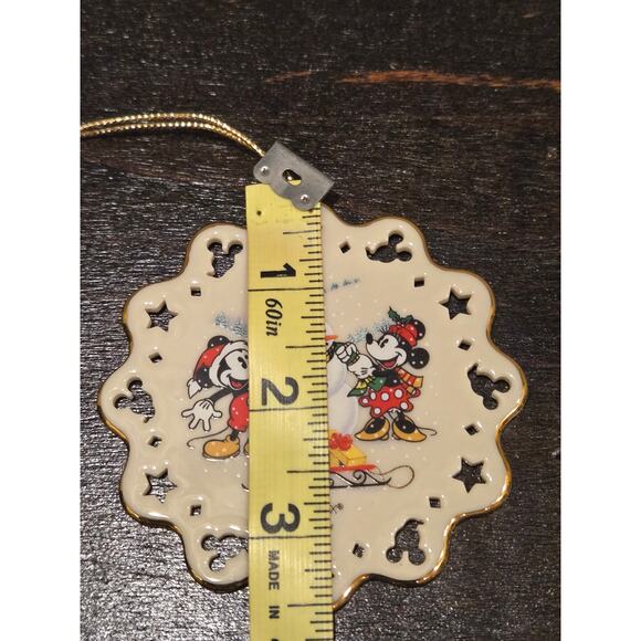 Lenox China Disney Mickey Minnie Building Snowman Flat Cream Gold 3.4" Tall - Picture 4 of 4